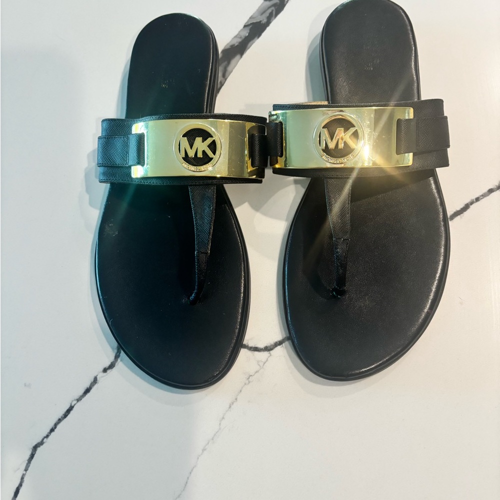 Michael Kors Black and Gold Sandals